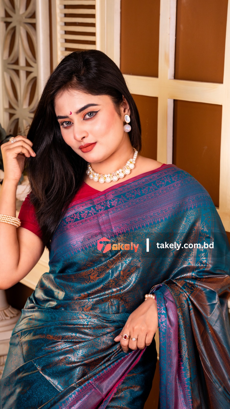 কাঞ্চিপুরম কাতান শাড়ি ব্লাউজ পিস সহ। PKS-23