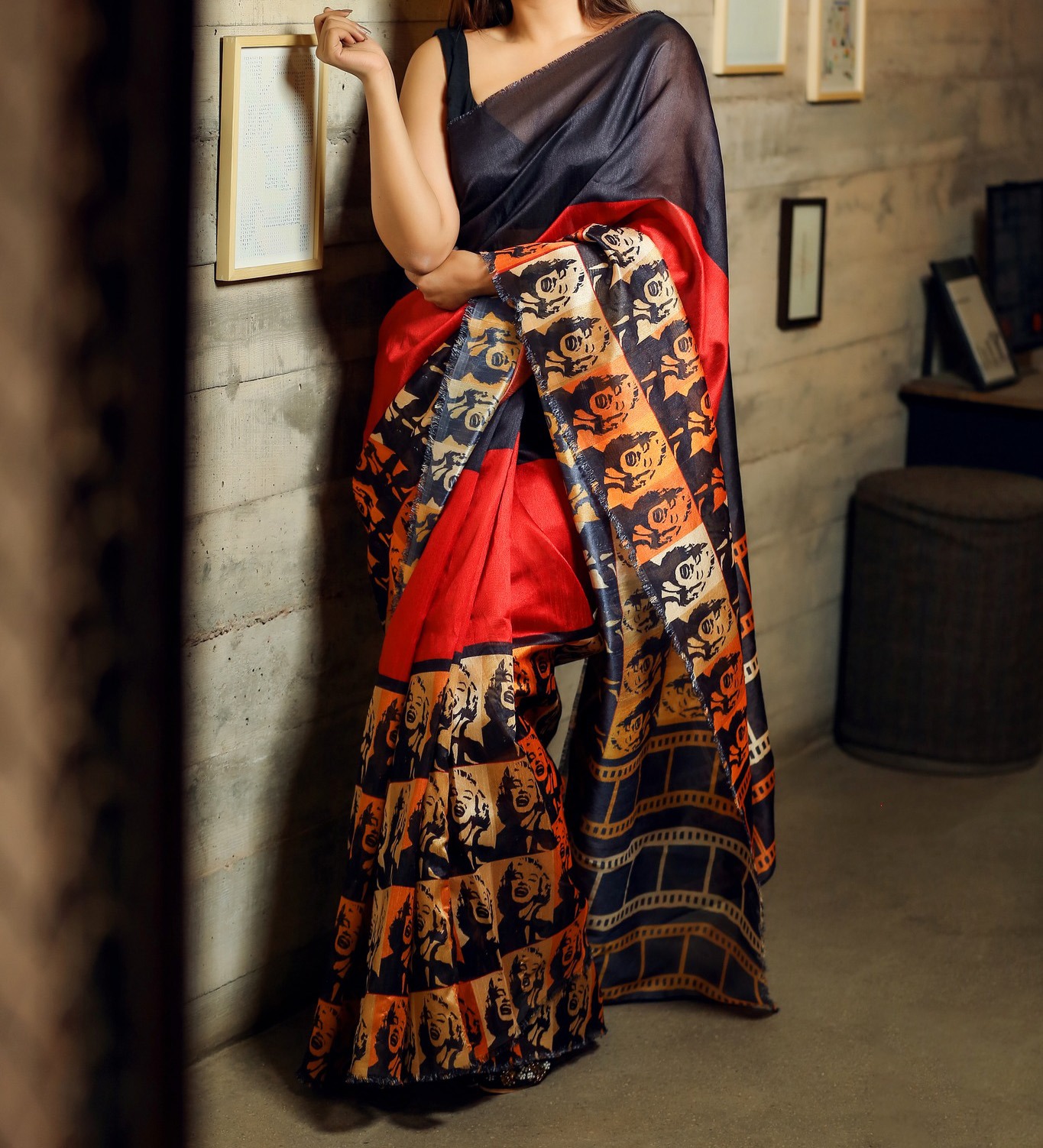 Celebrity Art Print Pure Silk Saree With Blouse Piece | DG-125