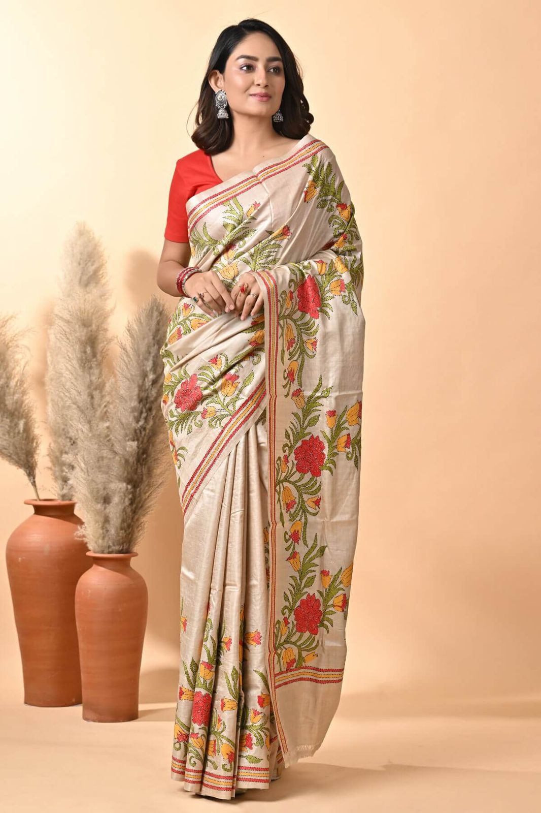 Kantha Stitch Design Digital Print Saree | DG-203