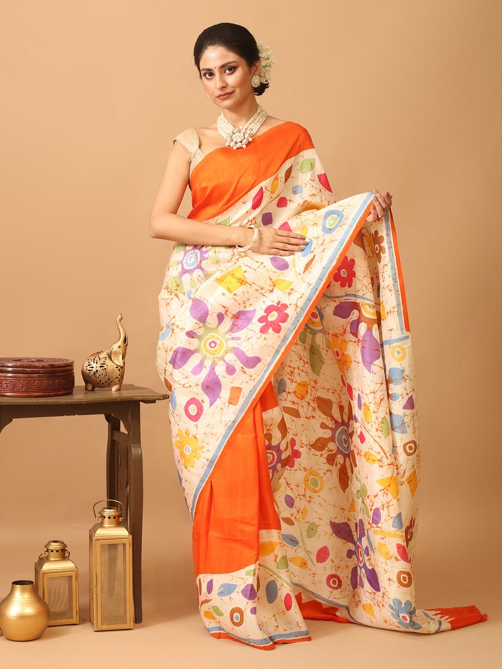 New Batik Design Digital Print Soft Silk Saree With Blouse Piece | BDS-121