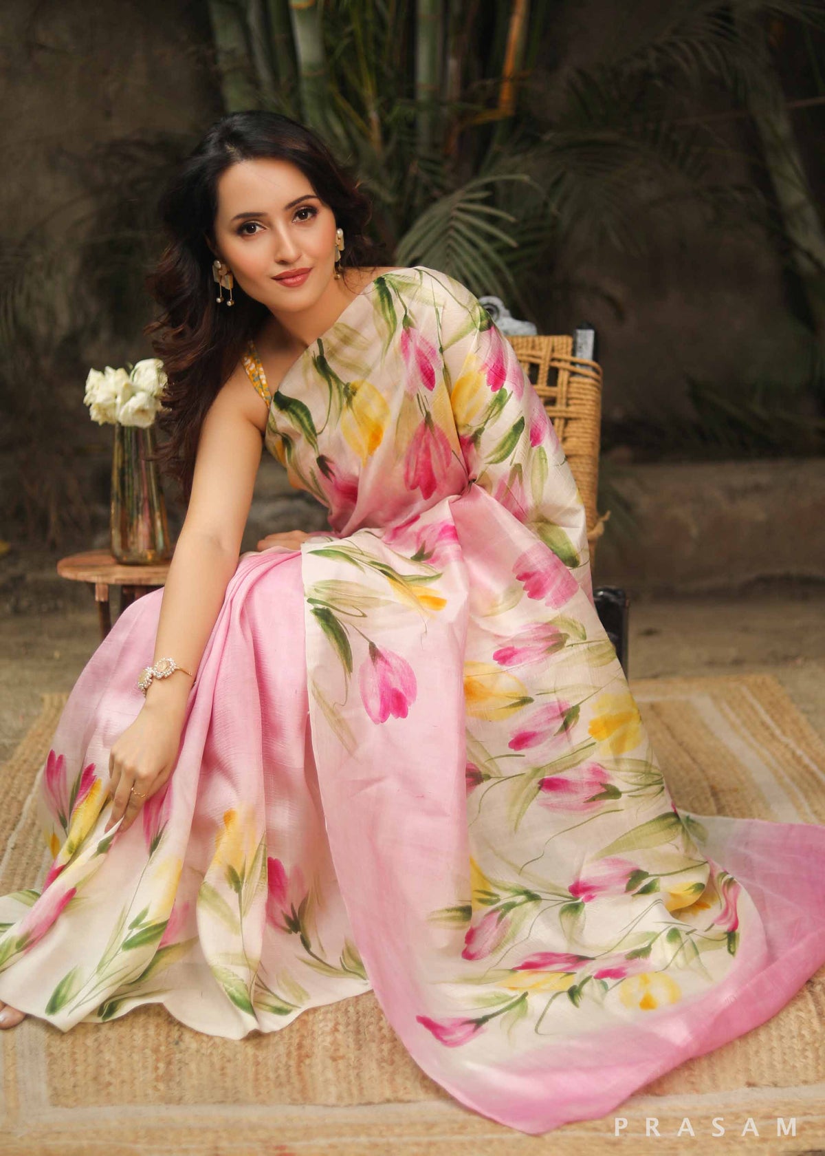 Soft Glossy Silk Digital Print Saree With Unstitched Blouse Piece | DG-171