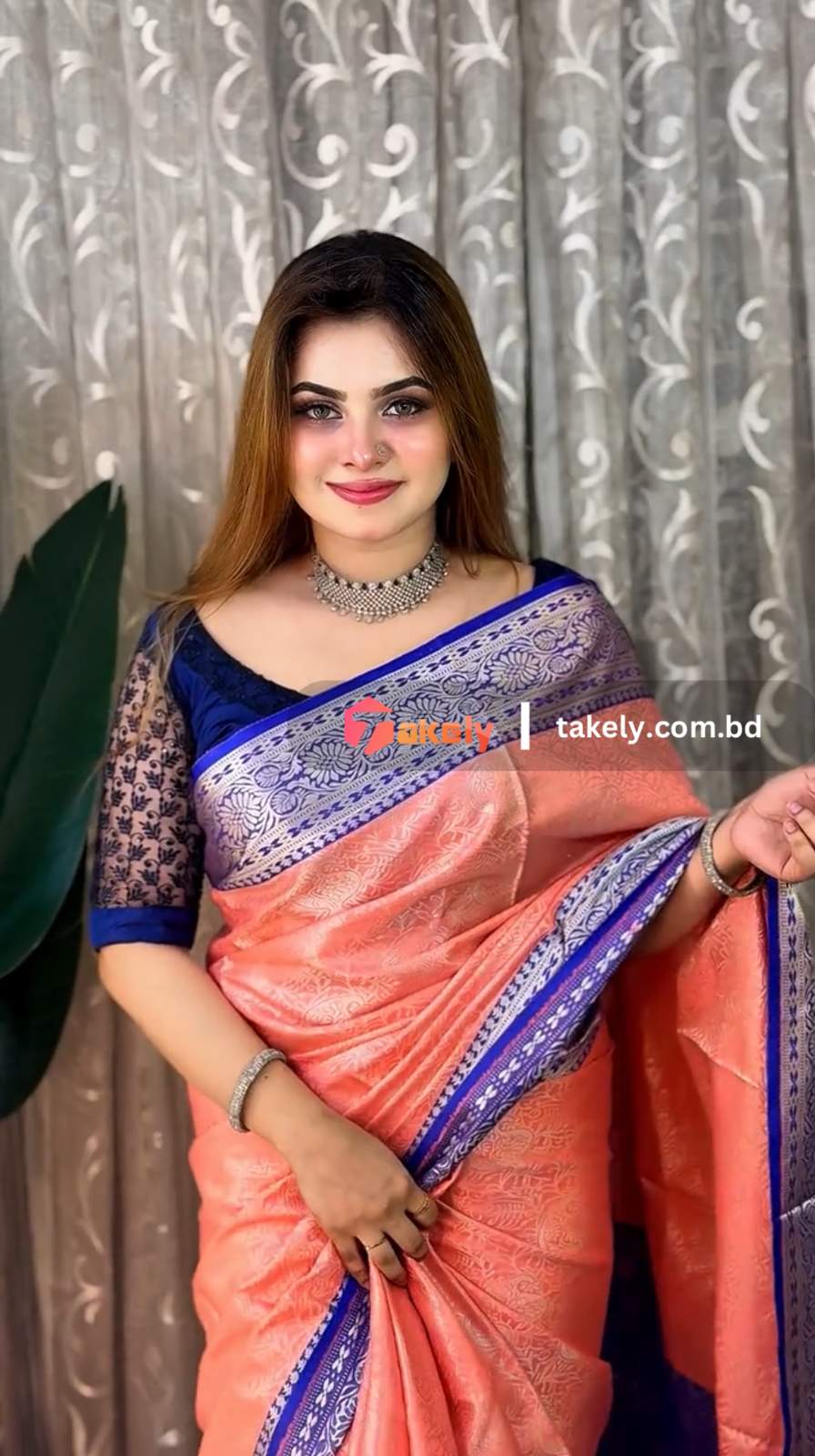 প্রিমিয়াম সিল্ক কাতান শাড়ি ব্লাউজ পিস সহ। PKS-08
