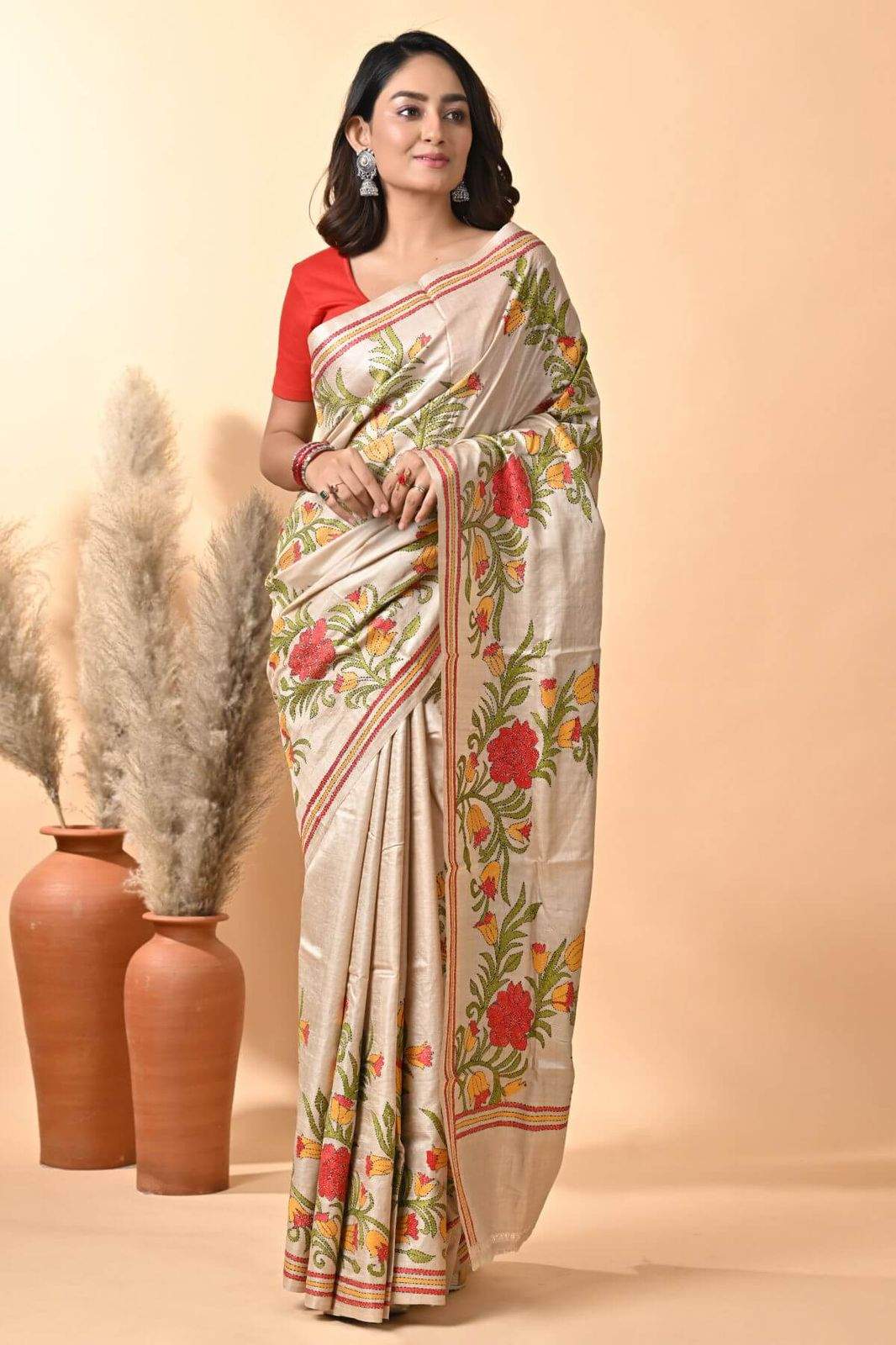 Kantha Stitch Design Digital Print Saree | DG-203