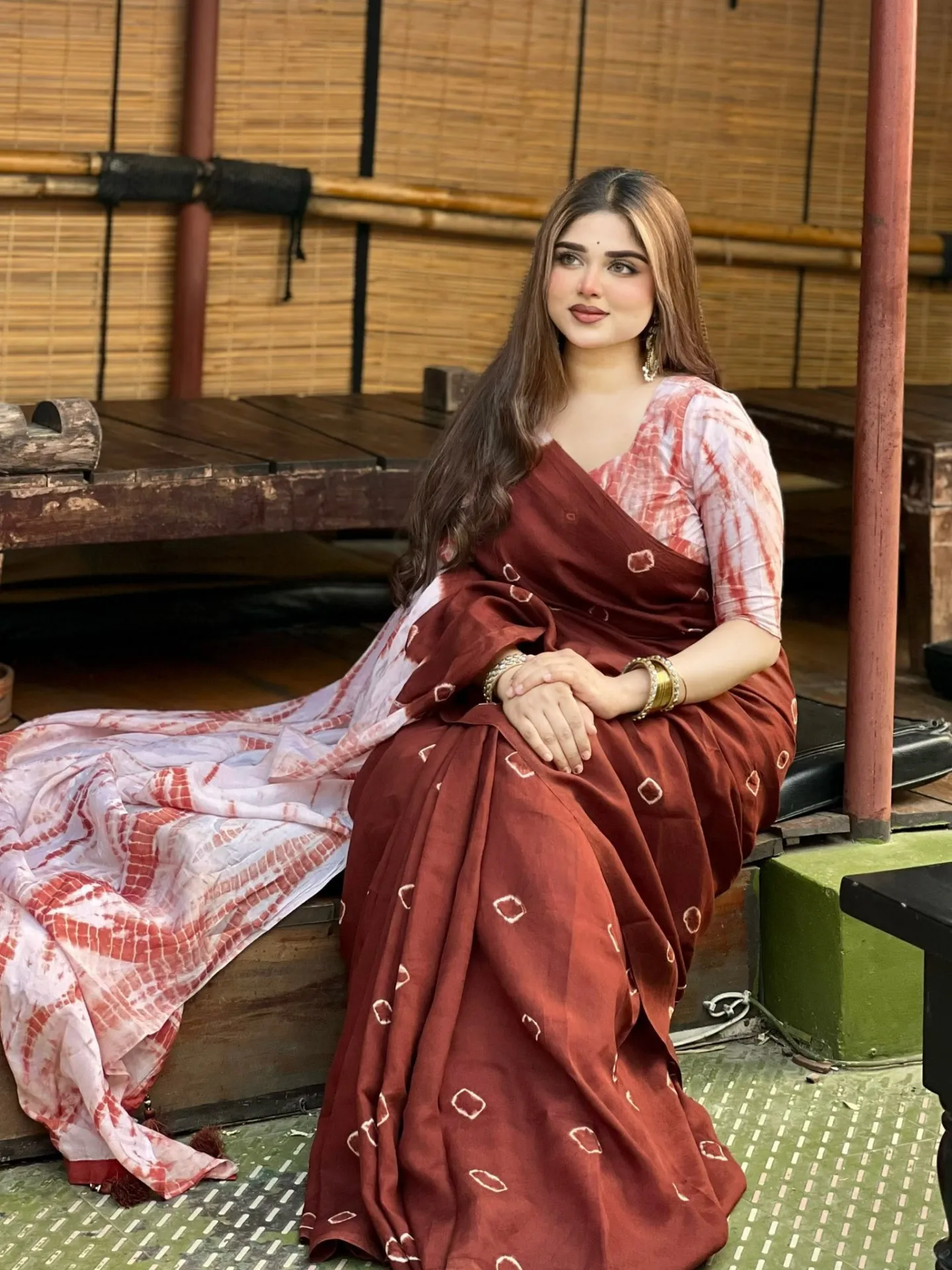 New batik design printed Chanderi Silk Saree with blouse piece