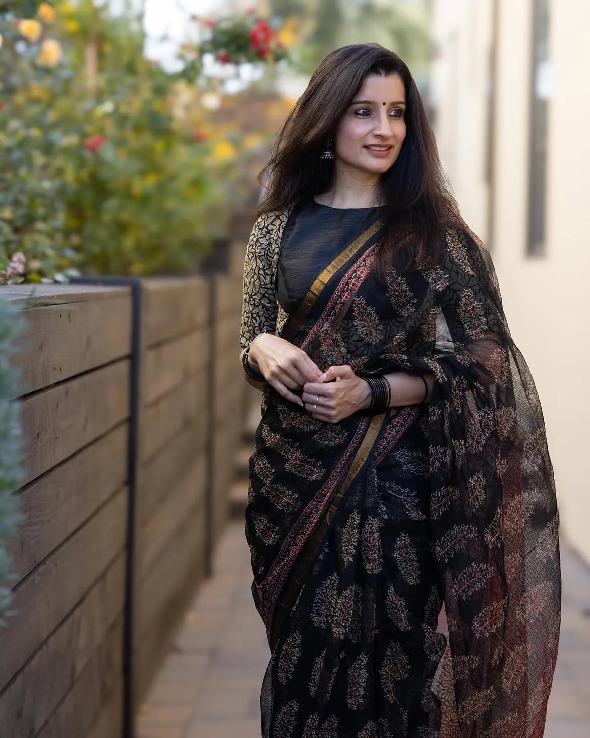 Traditional Block Design Digital Print Kota Doria Cotton Saree