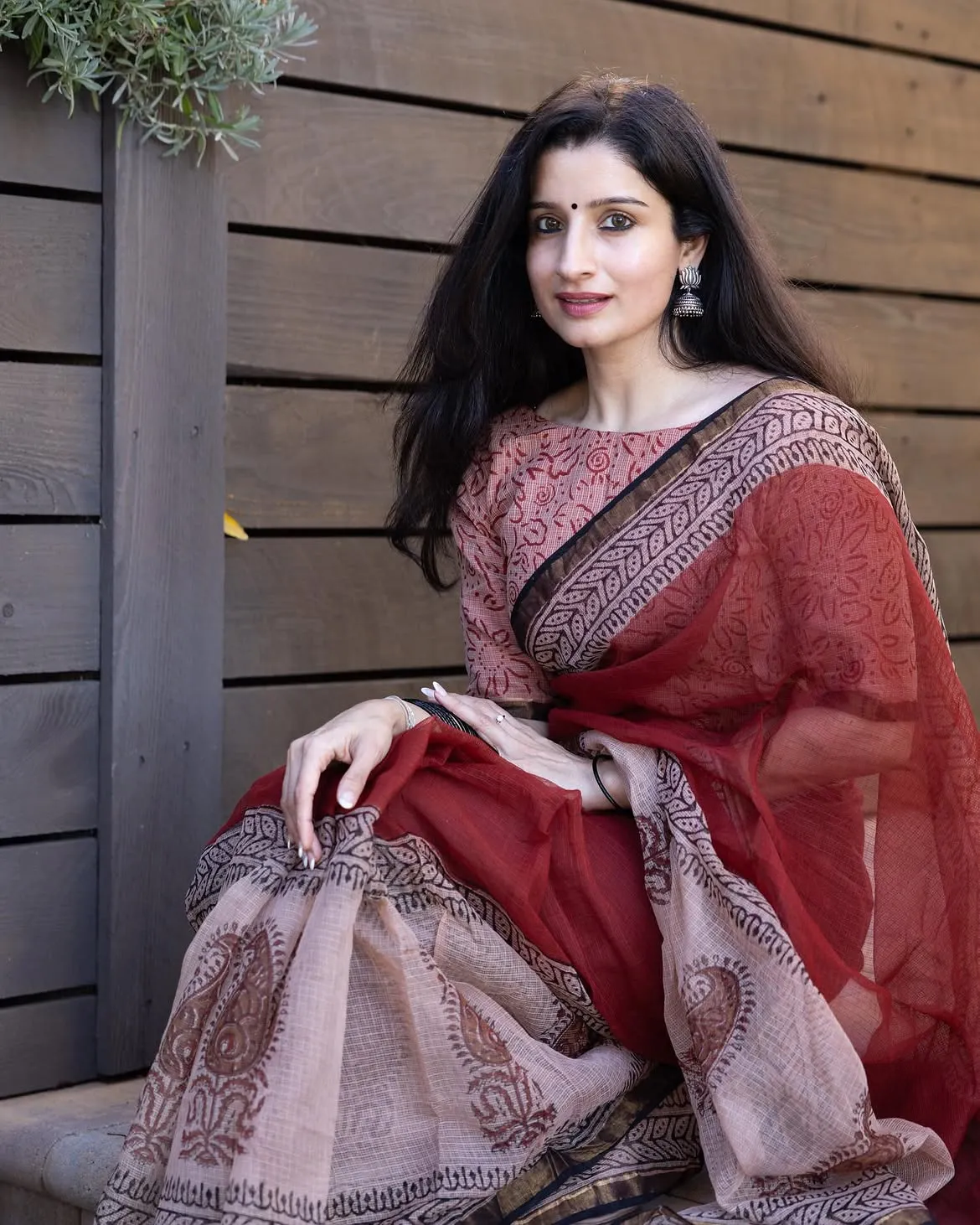 Traditional Block Design Digital Print Kota Doria Cotton Saree